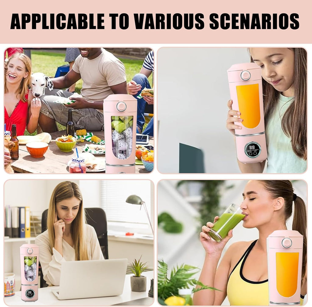 Maker to Go Mini Mixeur Portable, 700 Ml, En Acier Inoxydable, Avec 12 Lames En Acier Inoxydable, Rechargeable Par USB, Avec Couvercle De Voyage, Sans BPA, Pour Smoothies, Voyage, Bureau, Sport (Rose)
