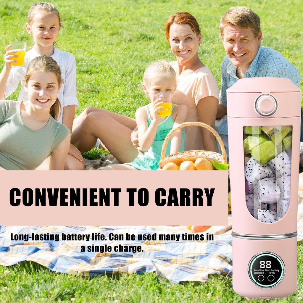 Maker to Go Mini Mixeur Portable, 700 Ml, En Acier Inoxydable, Avec 12 Lames En Acier Inoxydable, Rechargeable Par USB, Avec Couvercle De Voyage, Sans BPA, Pour Smoothies, Voyage, Bureau, Sport (Rose)