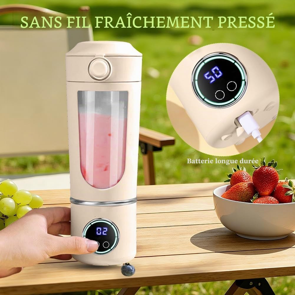 Mixeur Portable, Mini Mixeur Sur Pied Blender, Mixeur Smoothie Maker Portable 700Ml, Avec 12 Lames En Acier Inoxydable, Extracteur De Jus Rechargeable Pour Milkshakes, Fruits Et Légumes, Écran