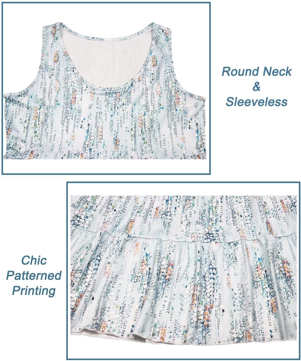 Summer Dress Women Floral Beach Dress Sleeveless Casual Dresses Knee Length Short Tank Dress