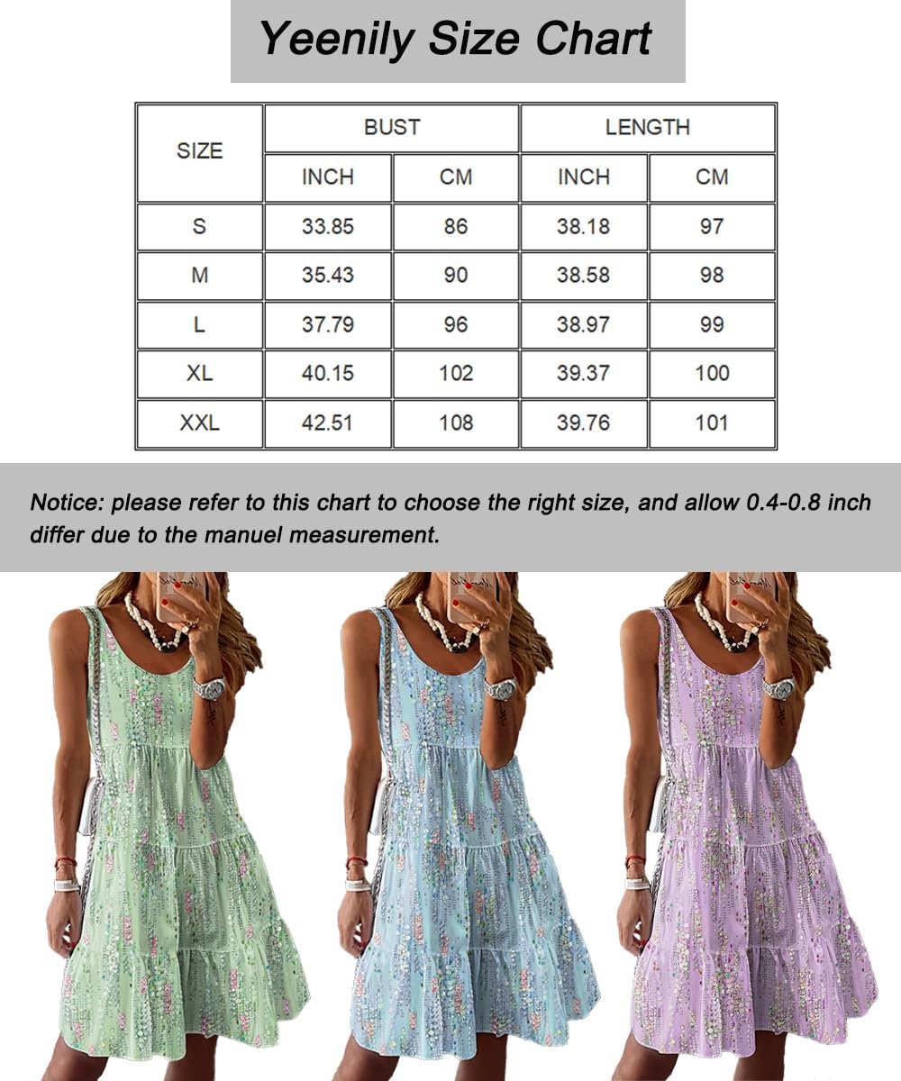 Summer Dress Women Floral Beach Dress Sleeveless Casual Dresses Knee Length Short Tank Dress