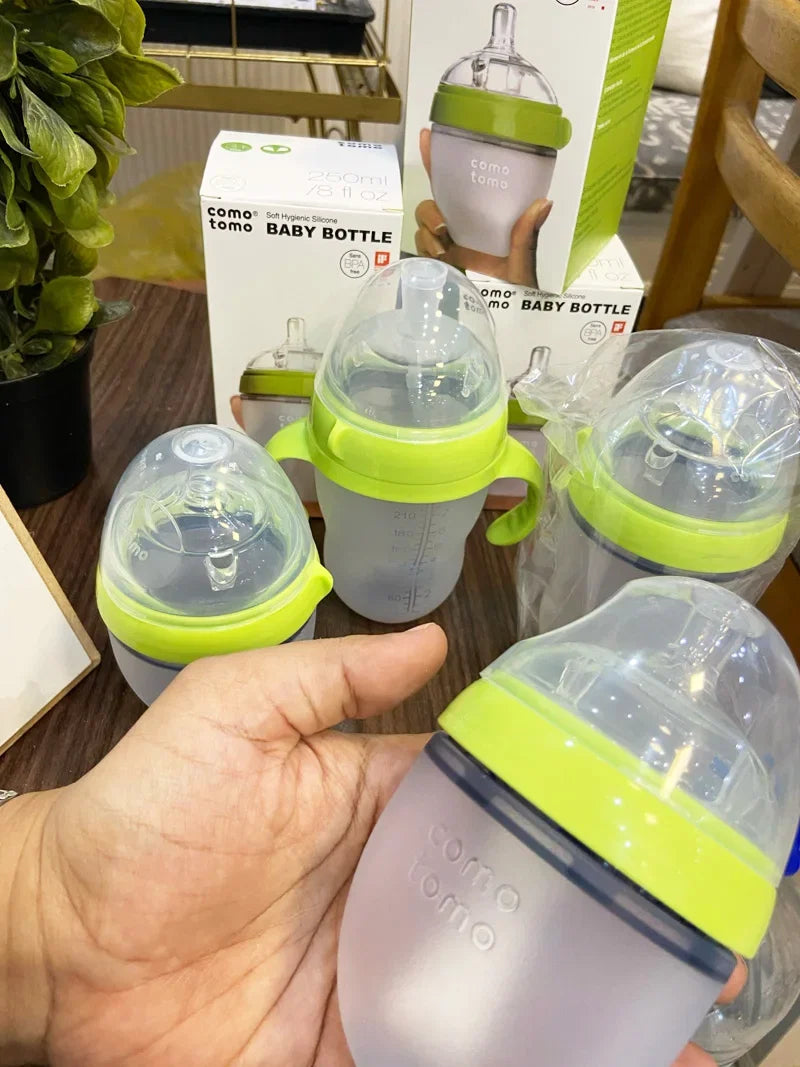 Biberons 2 Pack biberon sans BPA enfants biberon en silicone vert/rose 5 oz et 8 oz