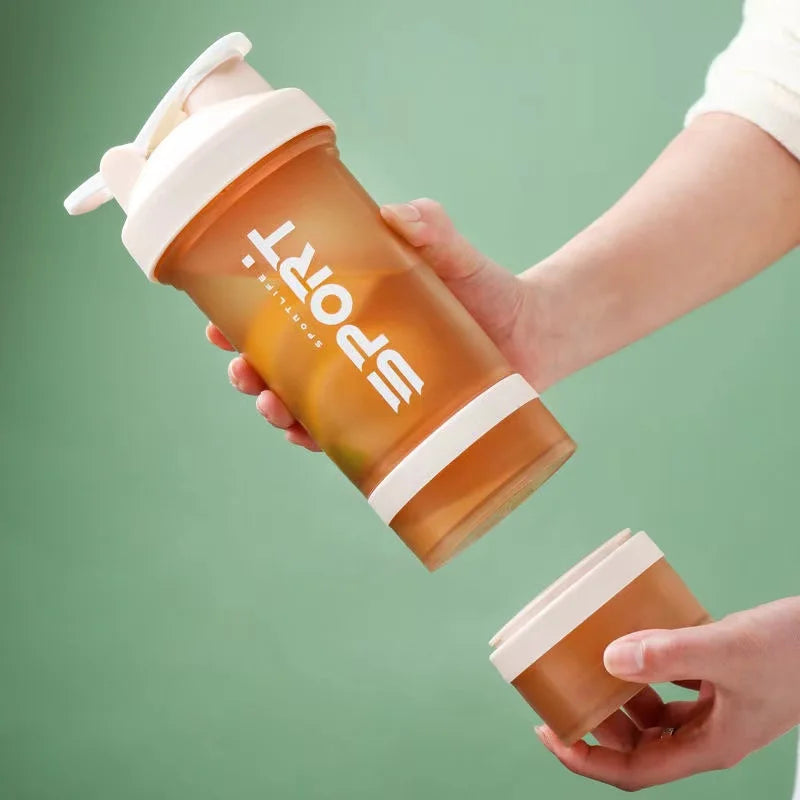 Gourde de Sport Shaker 3-en-1 – Gobelet Amovible Protéines et Fitness