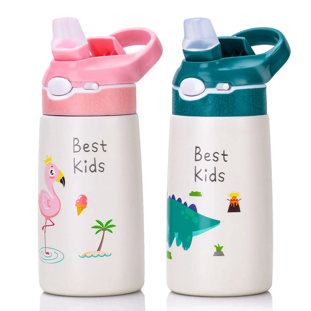 Gourde Isotherme Enfant en Inox 316 avec Paille et Poignée – Motif Canard / 400ml