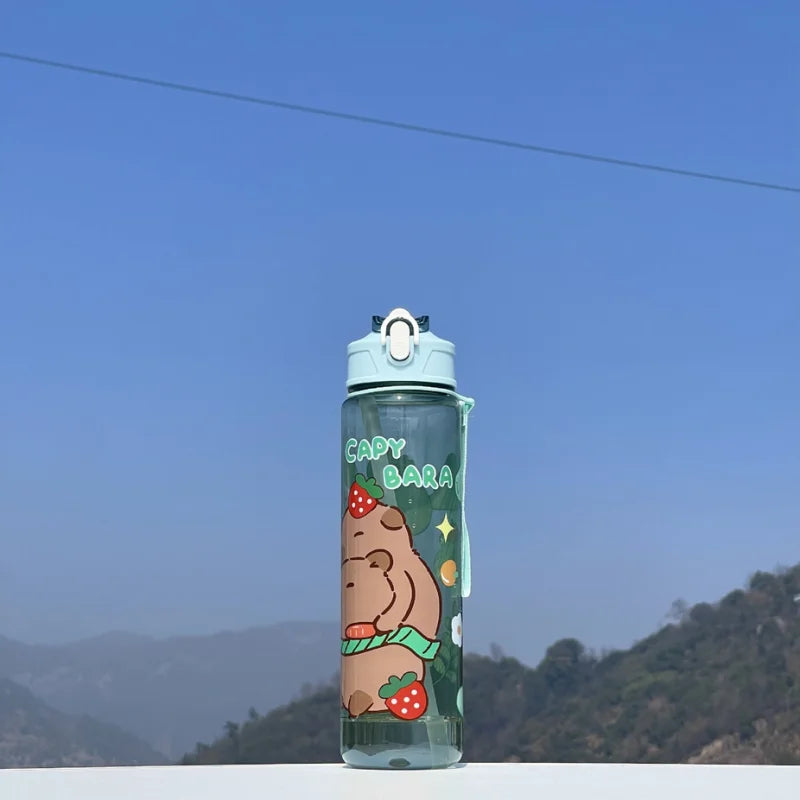 Gourde Kawaii 750ml avec Paille et Poignée – Bouteille de Sport et Voyage