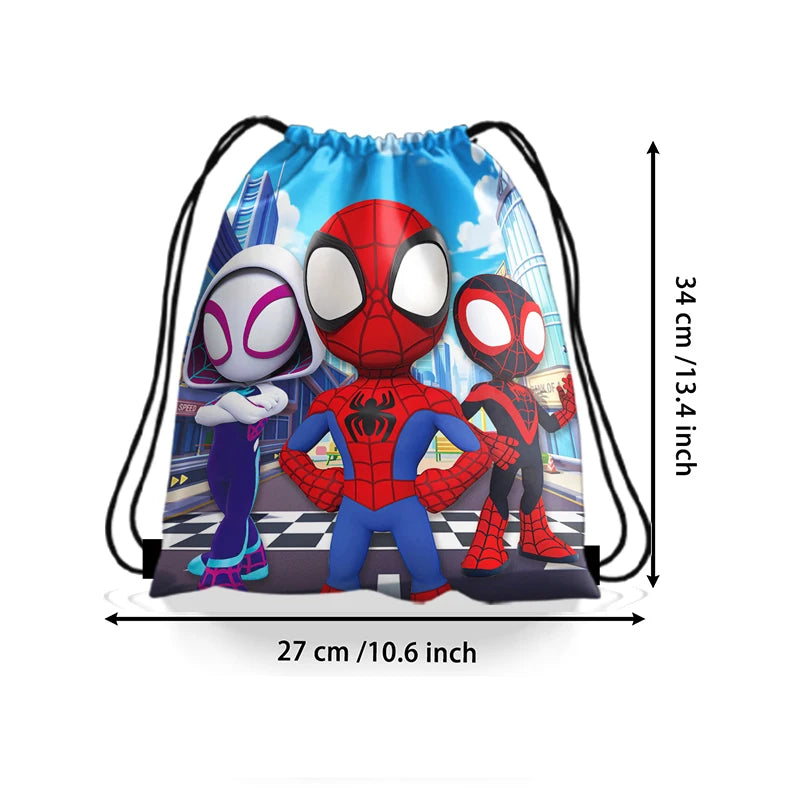 1/4/12 pièces Sacs cadeaux mignons en non-tissé à cordon, motif araignée, pour anniversaire, pour ses amis incroyables, fournitures de fête, cadeaux sur le thème de l'araignée