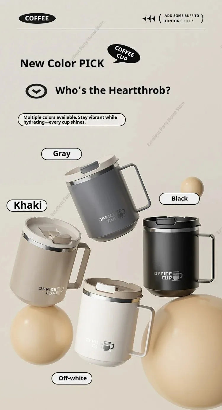 Mug à Café Isotherme avec Poignée – Tasse de Voyage Étanche en Inox / 500ml