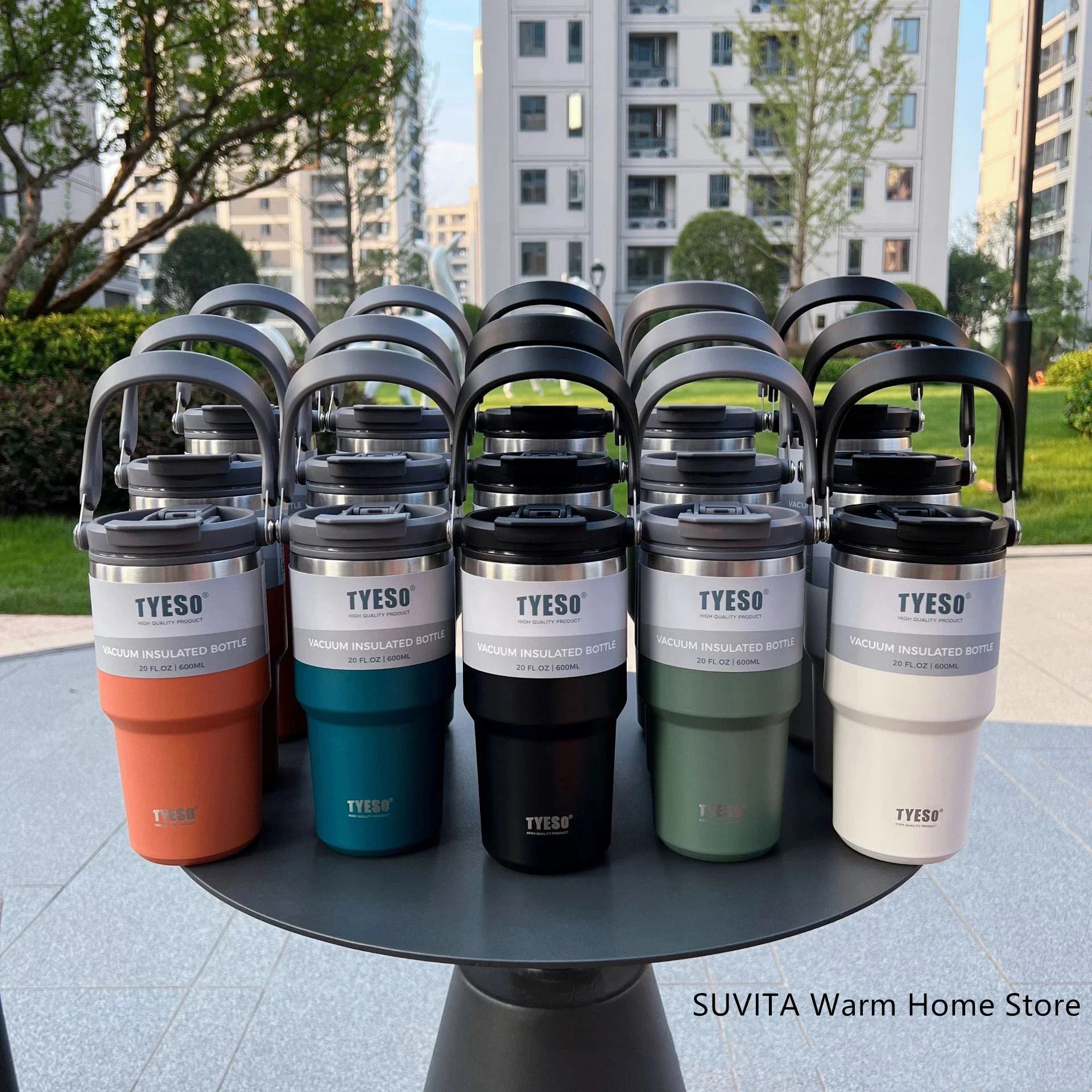 TYESO Thermos Tasse à Café avec Anneau de Levage (600ml à 1200ml)