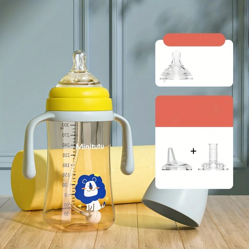 Biberon Évolutif 3-en-1 Animé avec Poignées et Têtes Interchangeables – 300ml