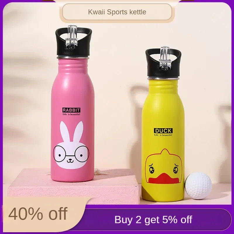 Gourde Isotherme Enfant 500ml en Inox avec Paille – Bouteille de Sport et Vélo