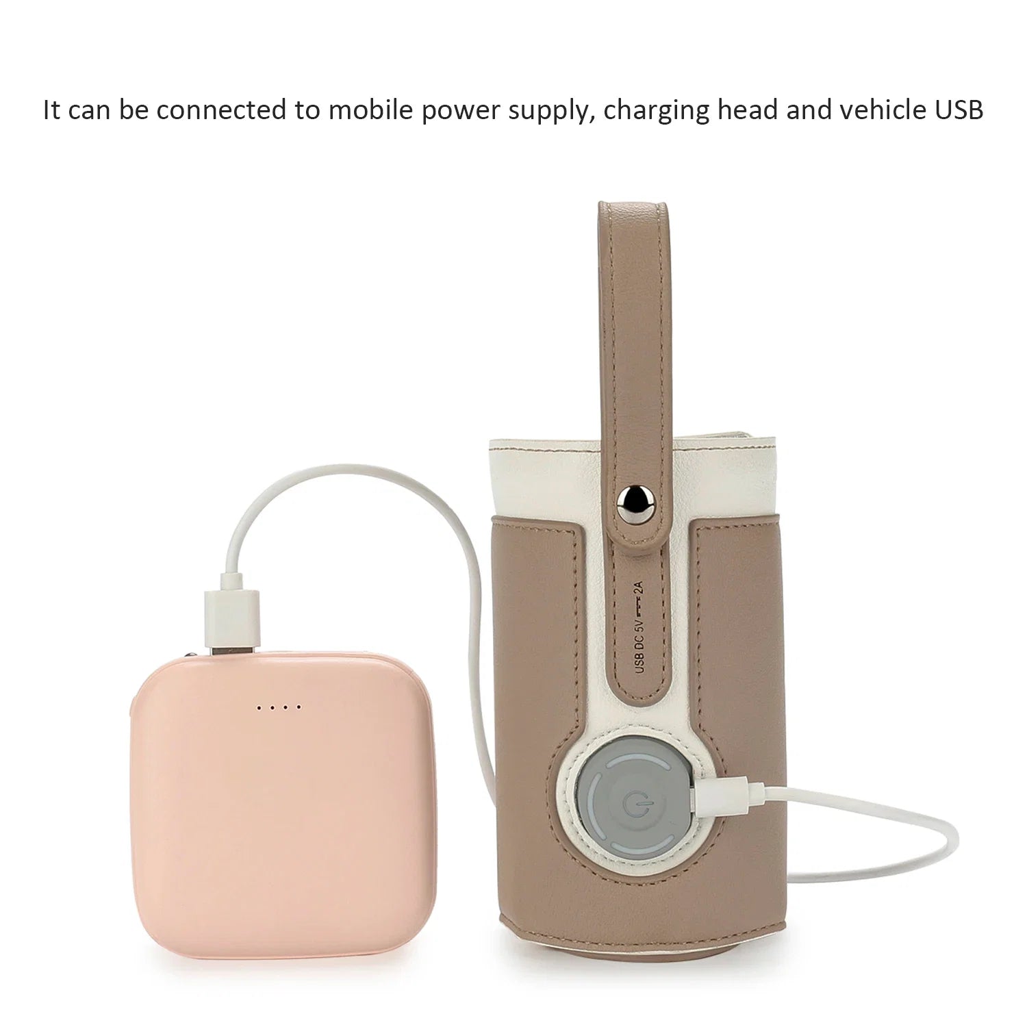 Chauffe-Biberon Nomade USB en Cuir PU – Température Réglable 3 Niveaux