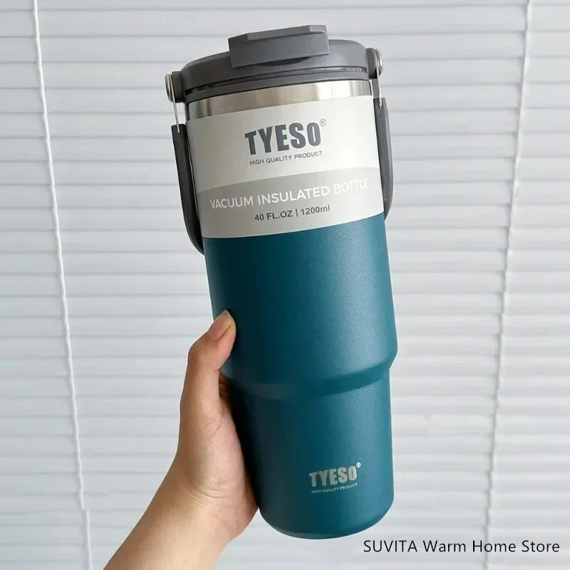 TYESO Thermos Tasse à Café avec Anneau de Levage (600ml à 1200ml)