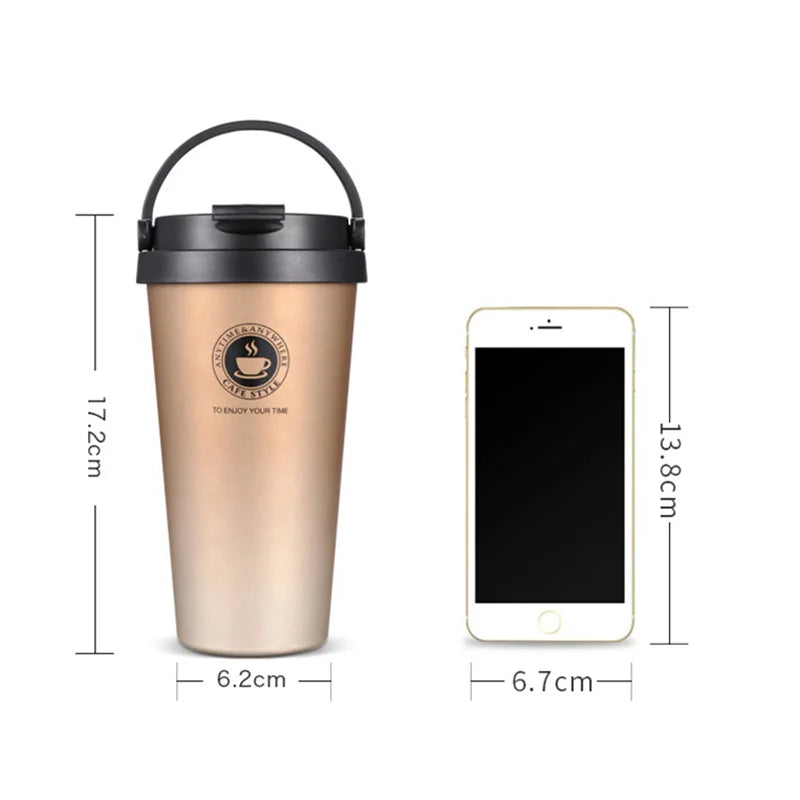 Gobelet Isotherme de Voyage avec Couvercle Coulissant – Inox Double Paroi / Anti-Fuite