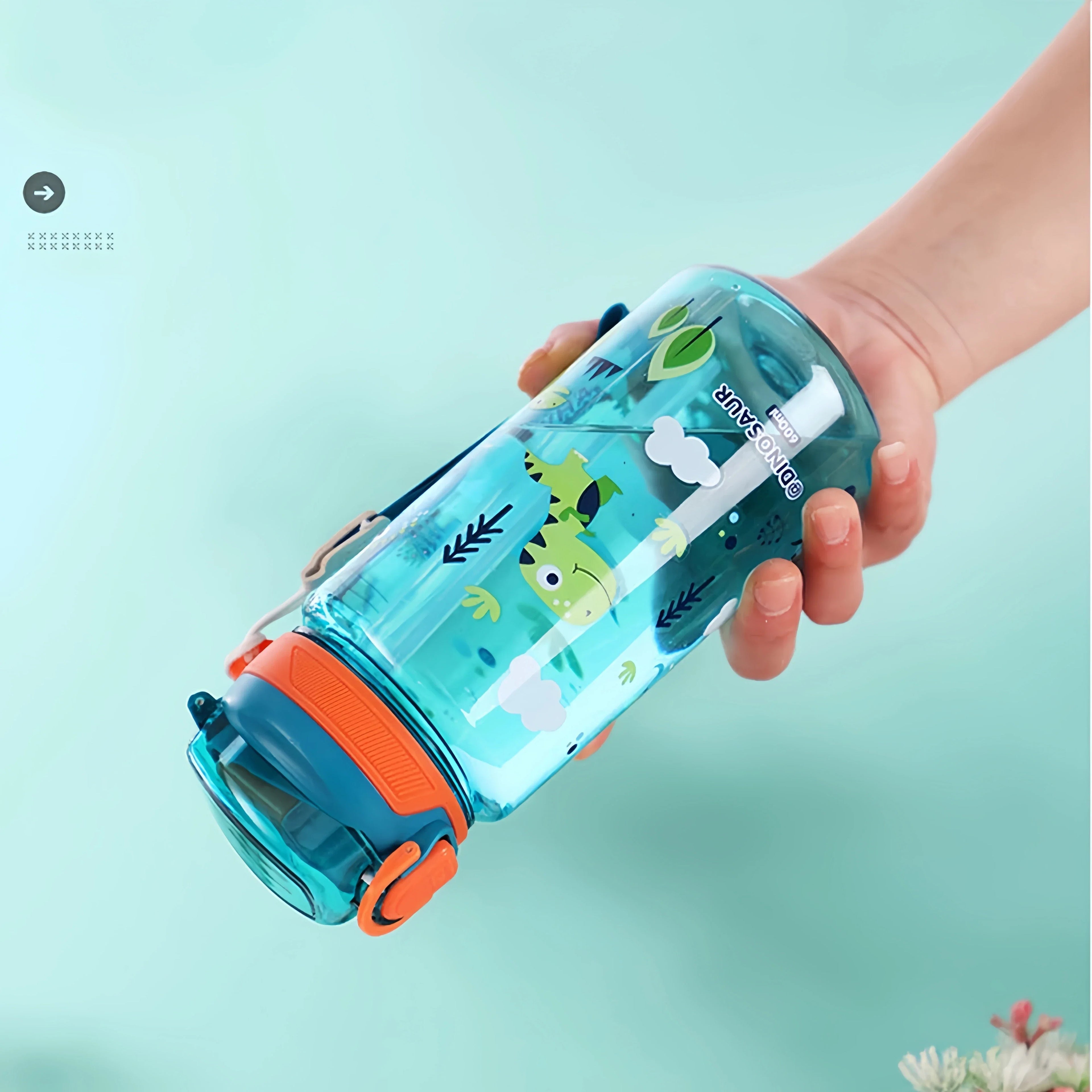 Gourde Dinosaure Enfant 600ml avec Paille – Bouteille Étanche et Pratique