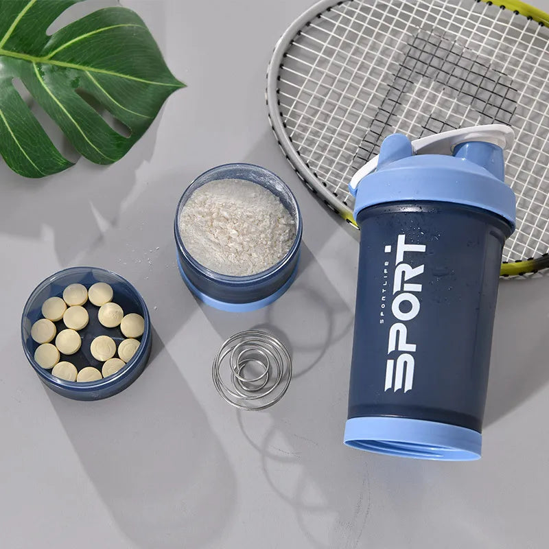 Gourde de Sport Shaker 3-en-1 – Gobelet Amovible Protéines et Fitness