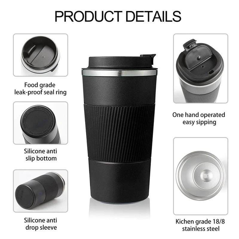 Tasse à café en acier inoxydable de 380ml 510ml, tasse thermique Garrafa Termica café Copo Termico Caneca, bouteille isolée antidérapante pour voiture de voyage