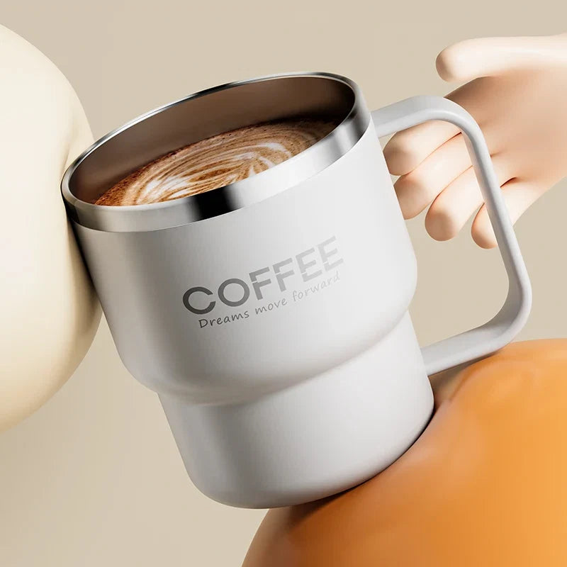Mug Isotherme Inox WORTHBUY 304 avec Poignée – Tasse à Café Anti-Fuite