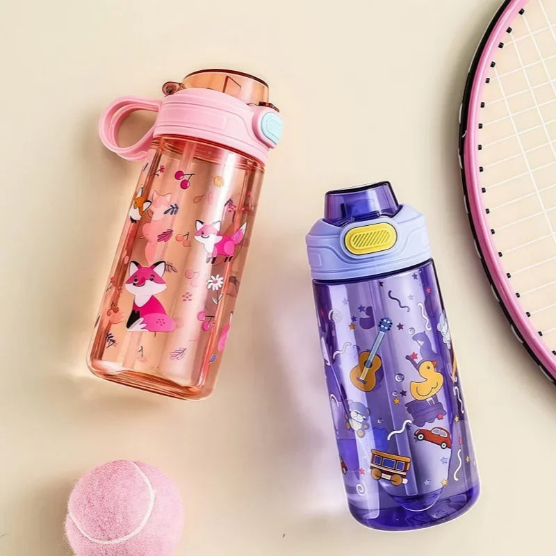 Gourde Enfant Forme Animal Mignon avec Paille et Verrou de Sécurité – 550ml