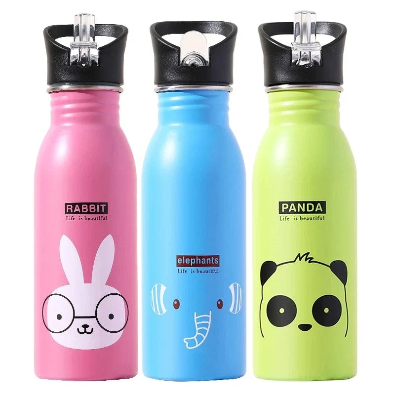 Gourde Isotherme Enfant 500ml en Inox avec Paille – Bouteille de Sport et Vélo