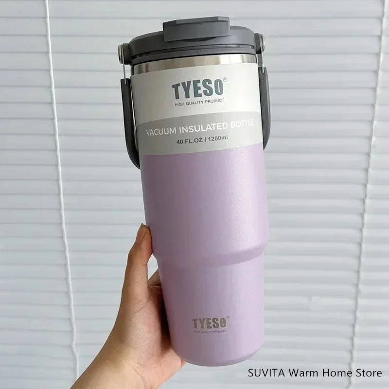 TYESO Thermos Tasse à Café avec Anneau de Levage (600ml à 1200ml)