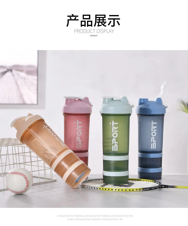 Gourde de Sport Shaker 3-en-1 – Gobelet Amovible Protéines et Fitness