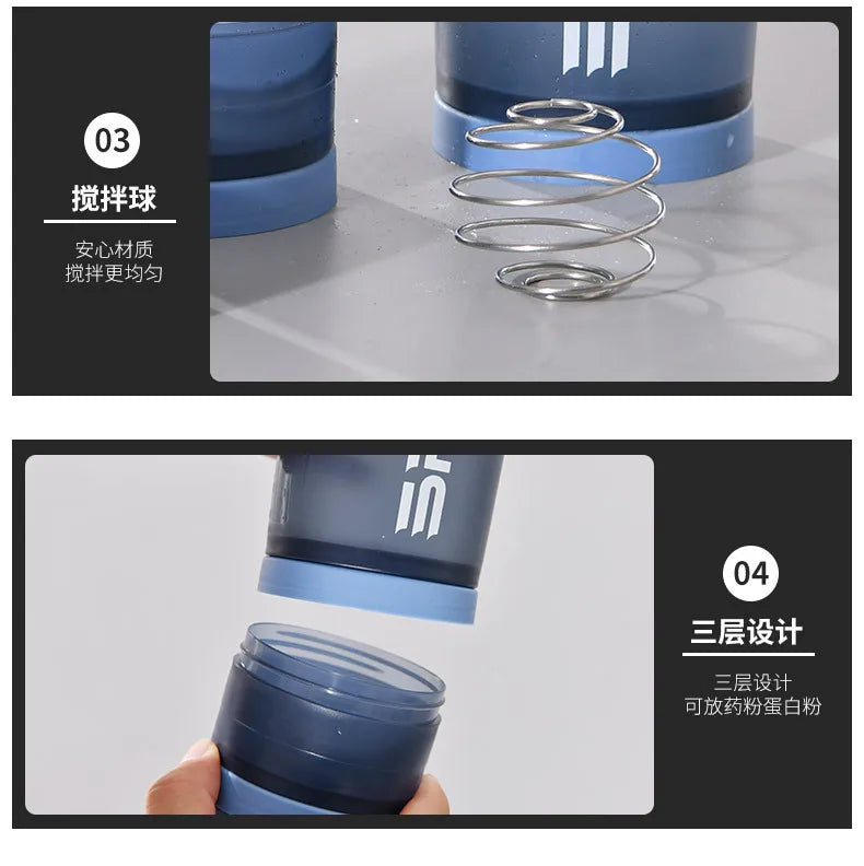 Gourde de Sport Shaker 3-en-1 – Gobelet Amovible Protéines et Fitness