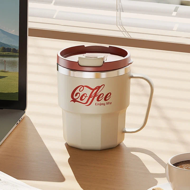 Mug à Café Isotherme en Inox 304 avec Poignée – Certifié Qualité Alimentaire FCM
