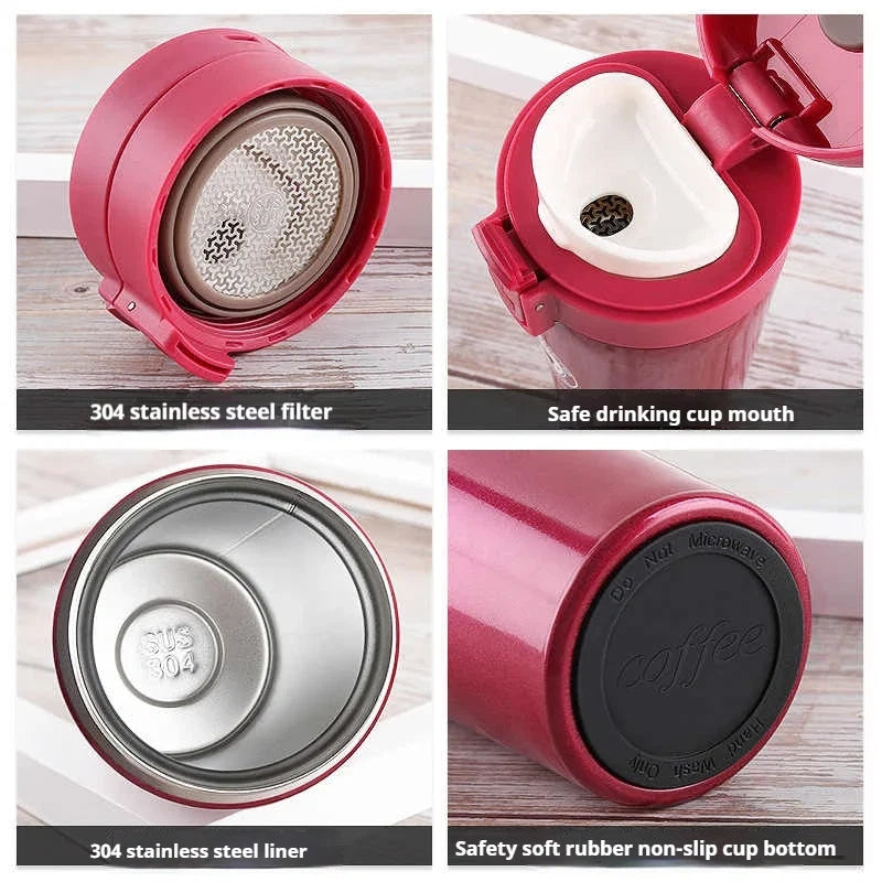 Mug Thermos de Voyage Étanche avec Filtre à Thé – Inox 304 Double Paroi