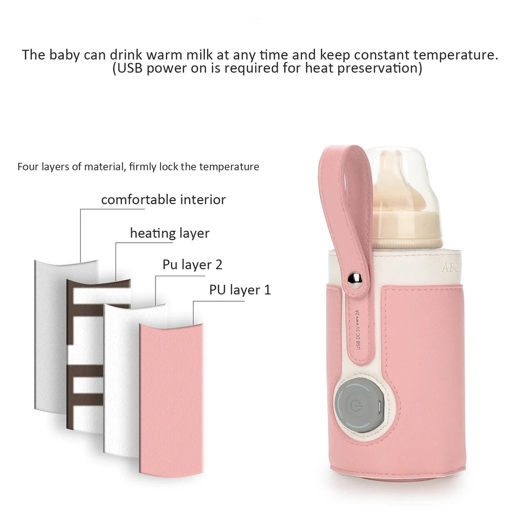 Chauffe-Biberon Nomade USB en Cuir PU – Température Réglable 3 Niveaux