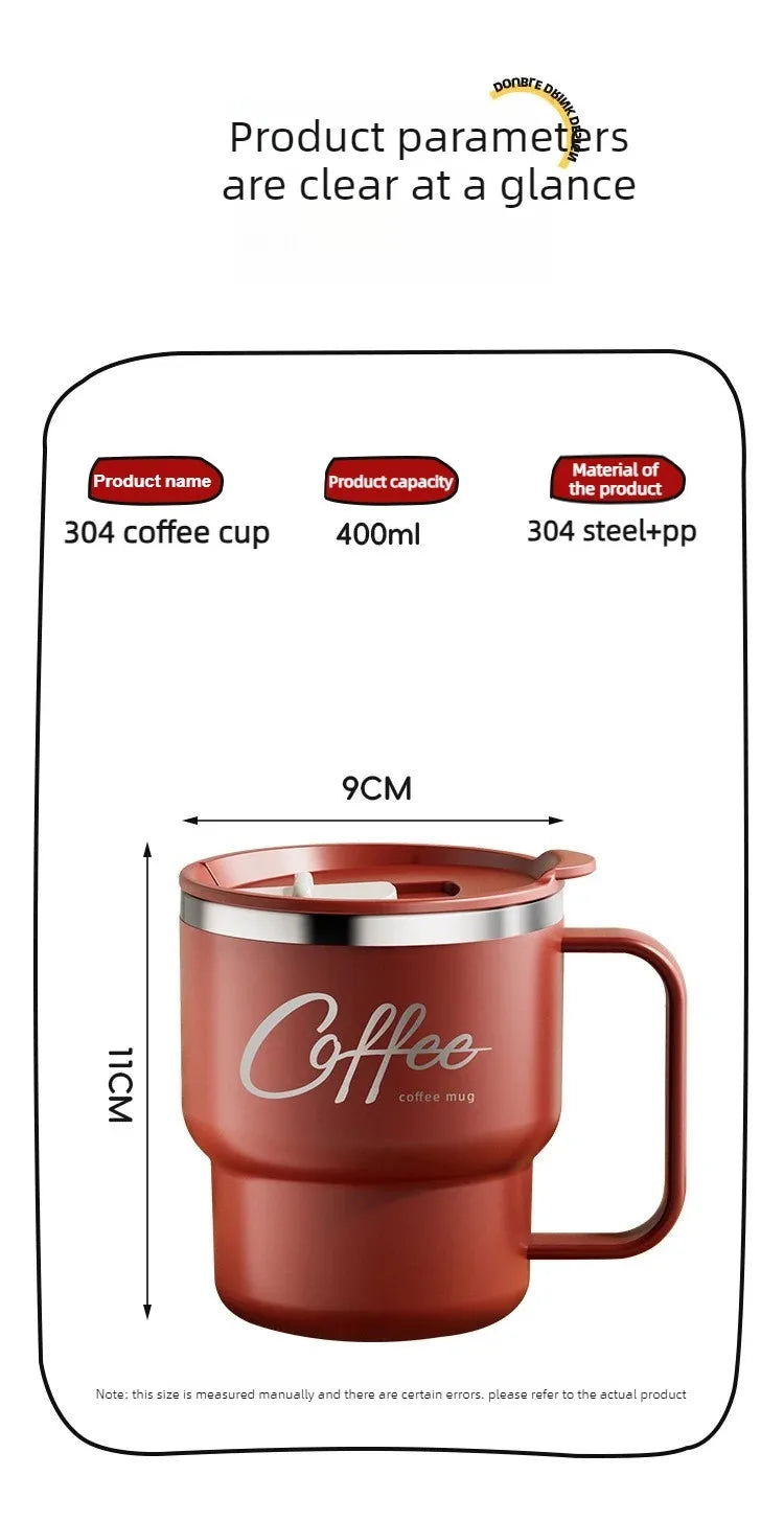 Mug Isotherme Inox WORTHBUY 304 avec Poignée – Tasse à Café Anti-Fuite