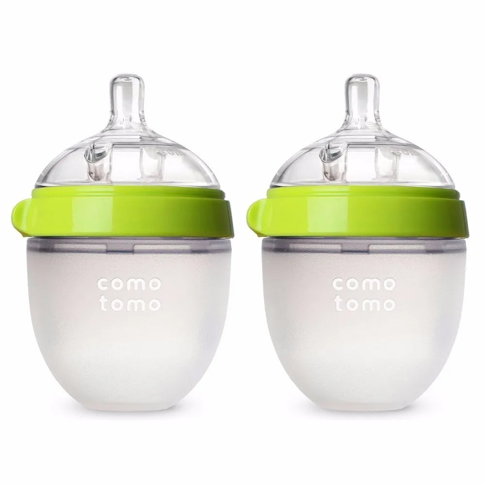 Biberons 2 Pack biberon sans BPA enfants biberon en silicone vert/rose 5 oz et 8 oz