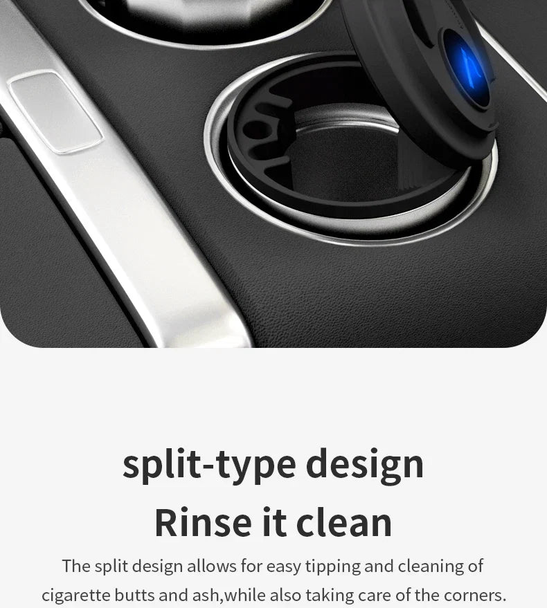 Cendrier de Voiture Lumineux Style Tasse à Café – Revêtement Inox et LED Automatique