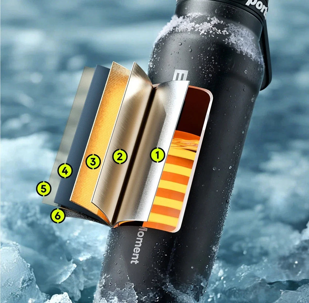 Gourde Isotherme Sport en Inox avec Poignée - Double Paroi Chaud/Froid