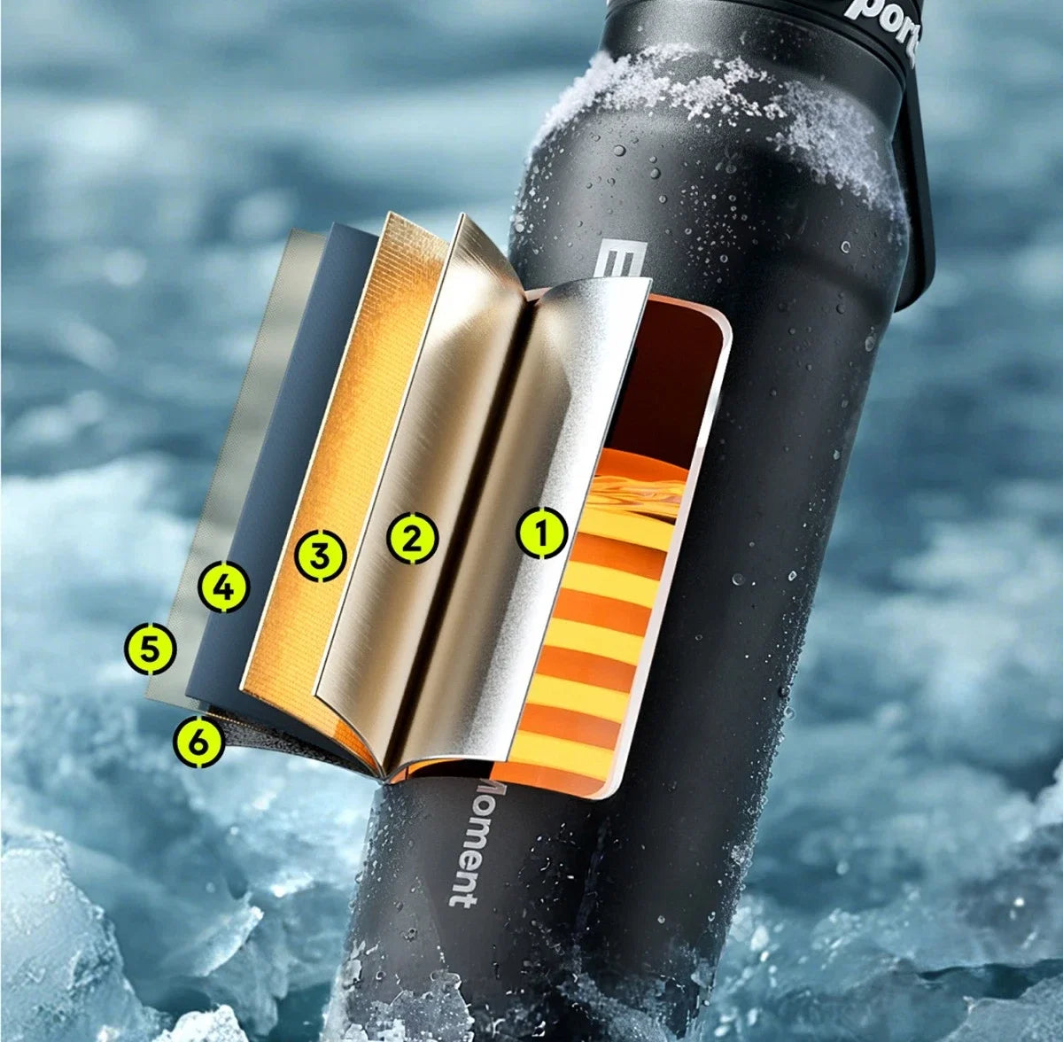 Gourde Isotherme Sport en Inox avec Poignée - Double Paroi Chaud/Froid