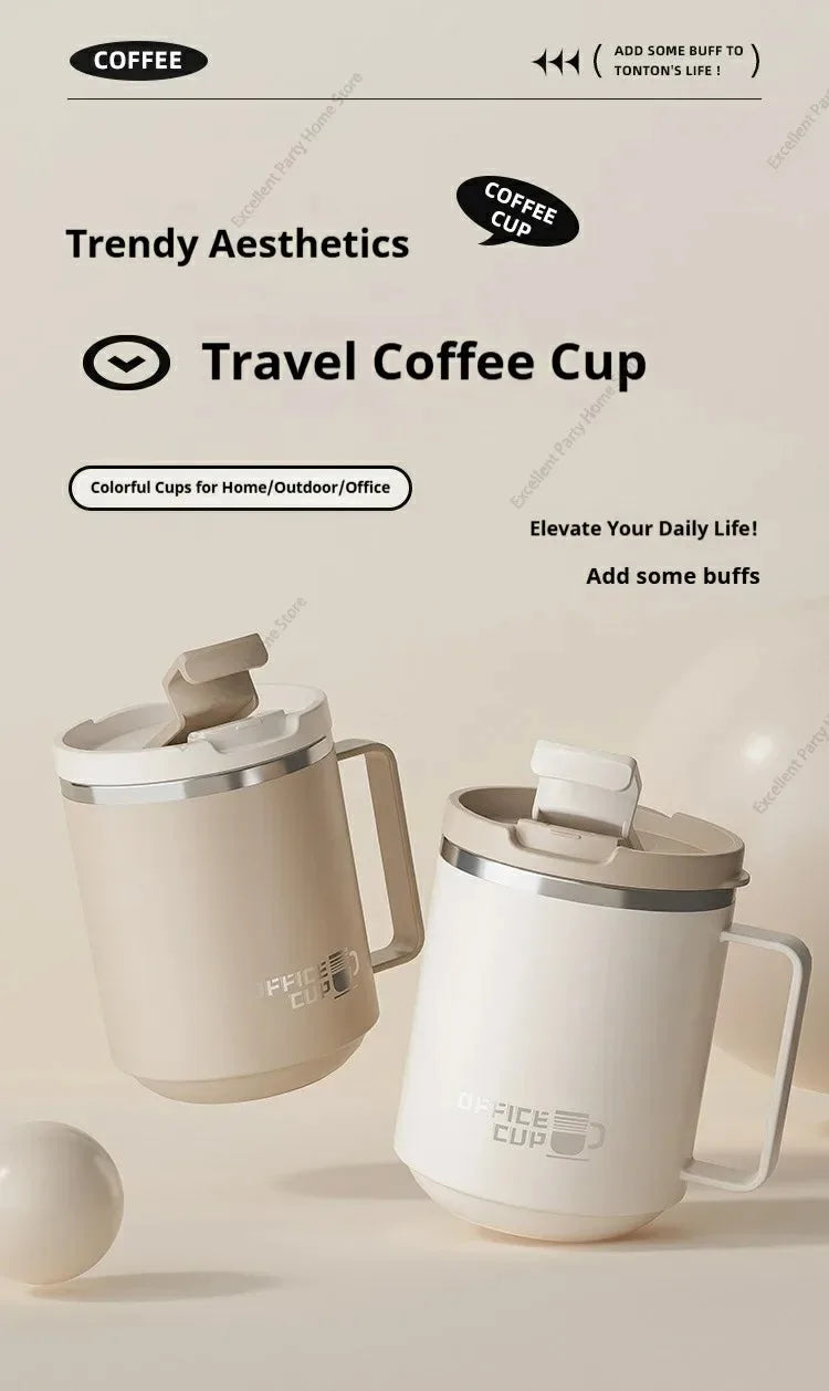 Mug à Café Isotherme avec Poignée – Tasse de Voyage Étanche en Inox / 500ml