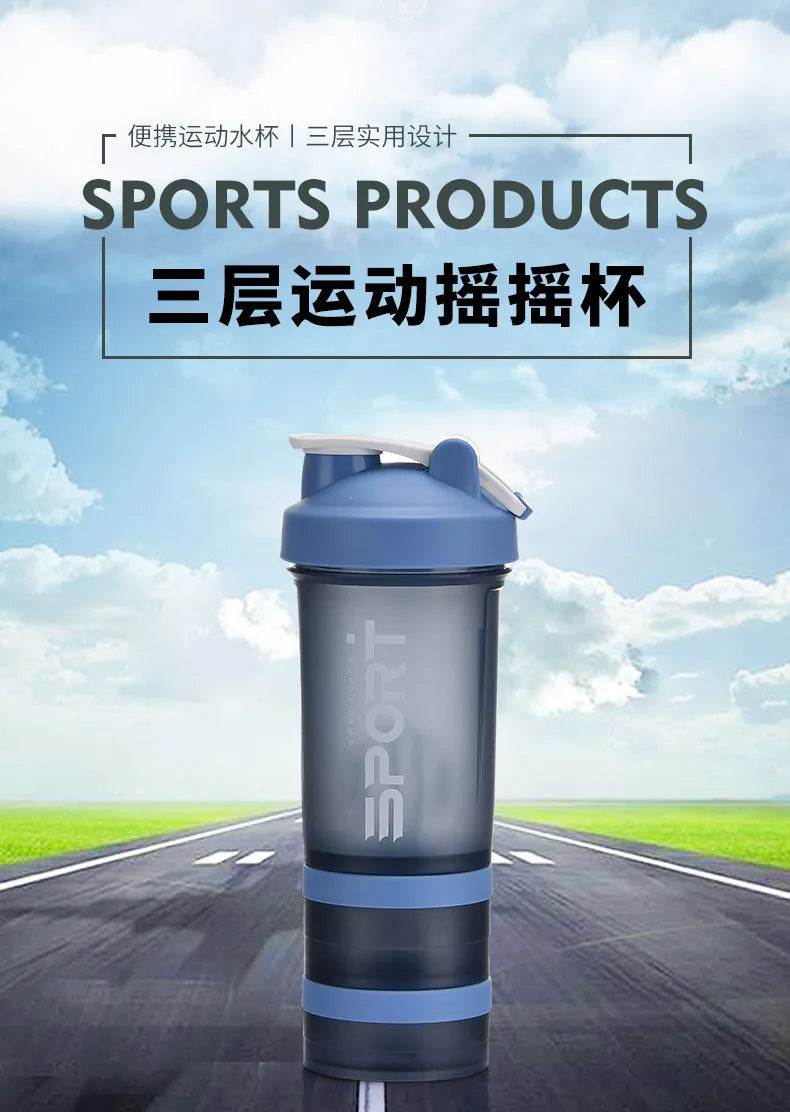 Gourde de Sport Shaker 3-en-1 – Gobelet Amovible Protéines et Fitness