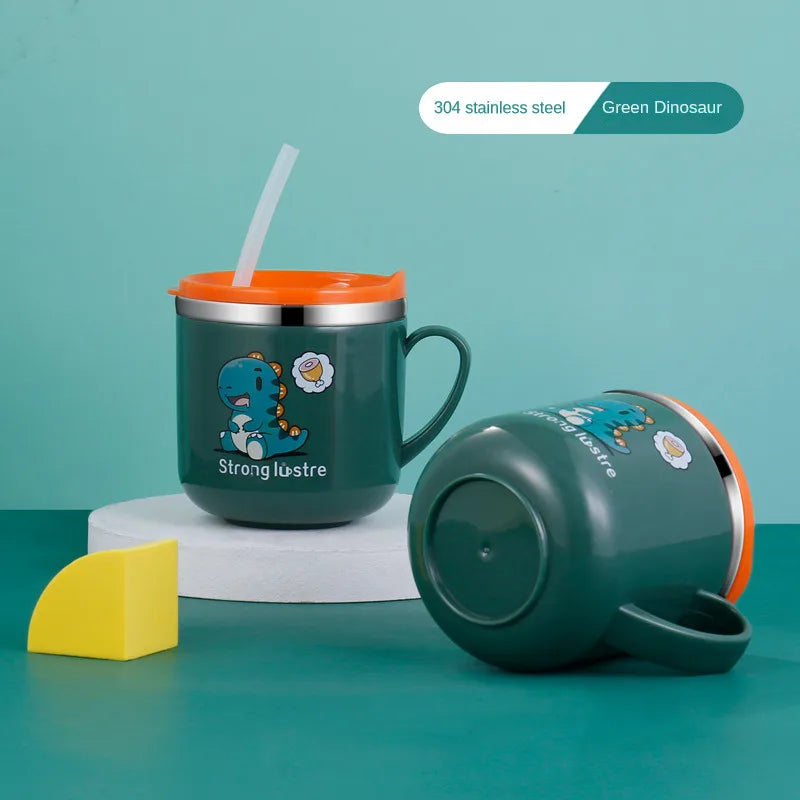 Tasse d'Apprentissage Isotherme en Inox avec Paille pour Bébé