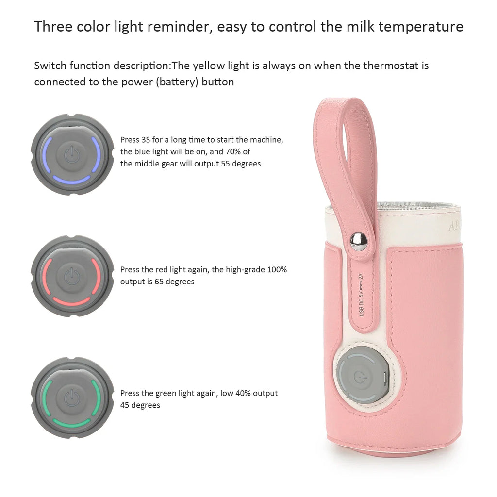 Chauffe-Biberon Nomade USB en Cuir PU – Température Réglable 3 Niveaux