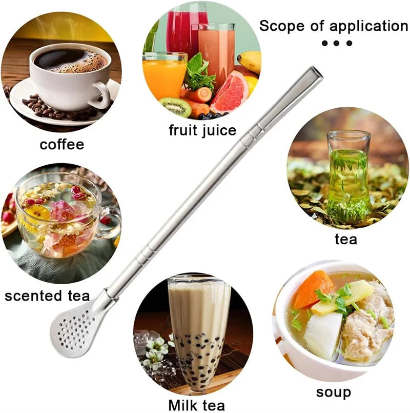 Kit Tasse à Maté Isotherme en Inox – Gobelet Yerba Mate Double Paroi avec Pailles et Couvercles / 350ml