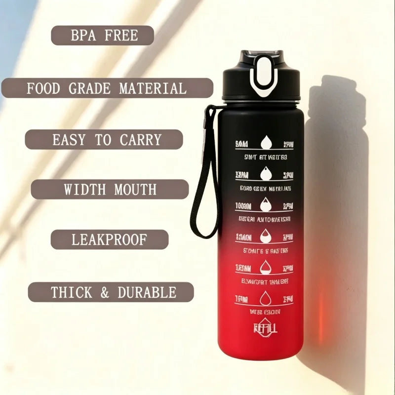 Gourde de Sport de Motivation avec Marqueur de Temps – Sans BPA / 750ml - 800ml