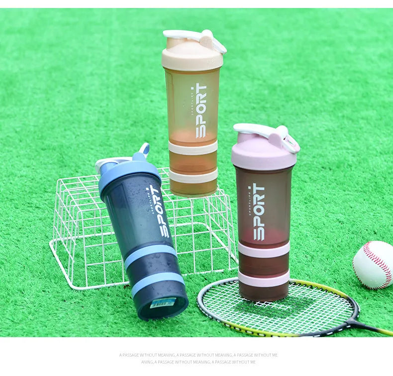 Gourde de Sport Shaker 3-en-1 – Gobelet Amovible Protéines et Fitness