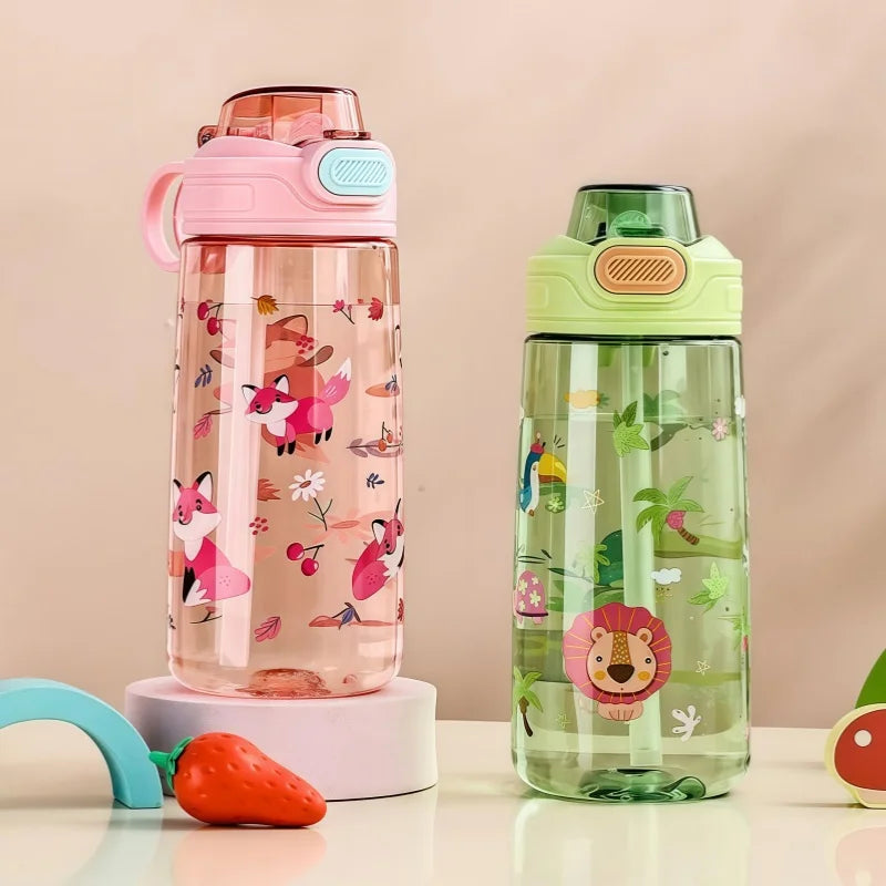 Gourde Enfant Forme Animal Mignon avec Paille et Verrou de Sécurité – 550ml