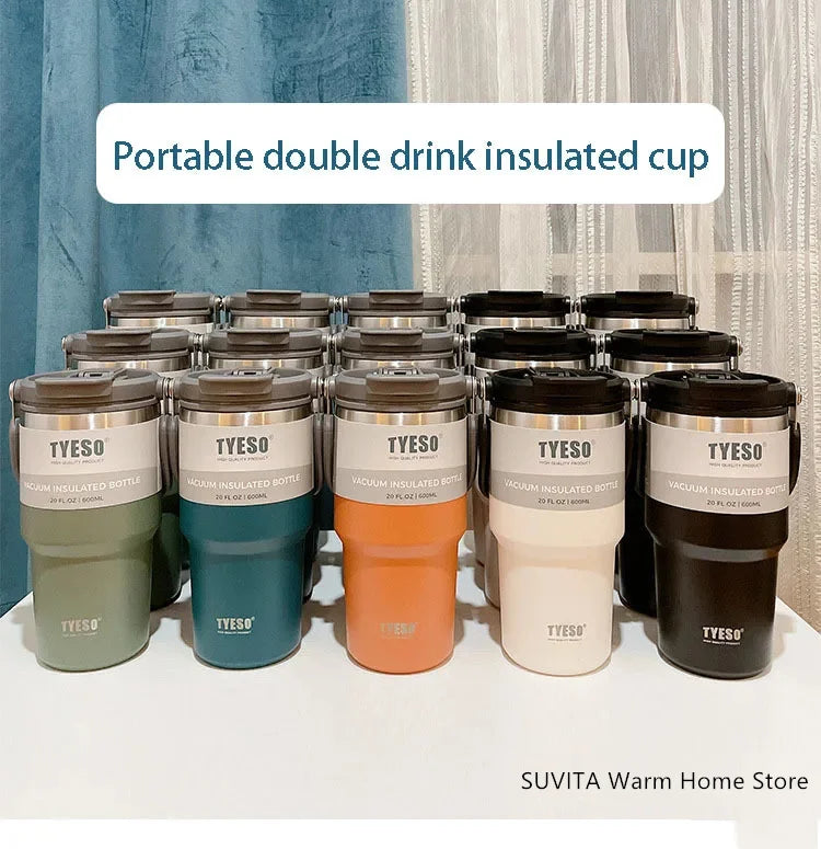 TYESO Thermos Tasse à Café avec Anneau de Levage (600ml à 1200ml)