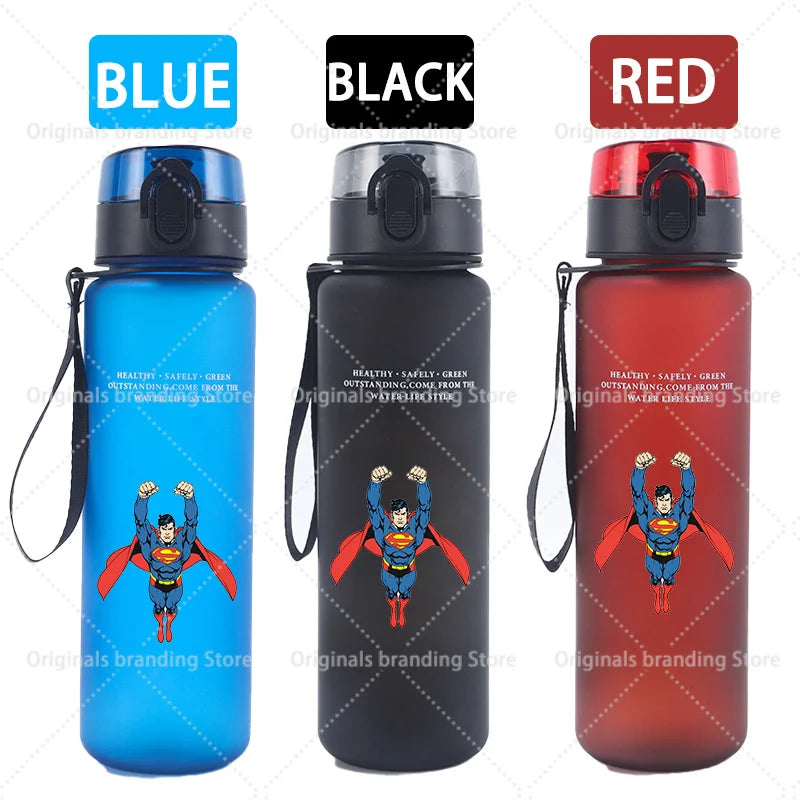 Bouteille d'eau sport Superman 650 ml pour femmes et hommes, gourde motivante anti-fuite, portable et réutilisable, pour activités de plein air, voyage, gym, cadeau, 1 pièce