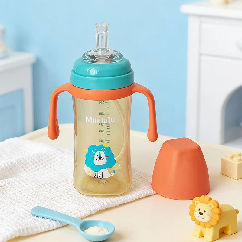 Biberon Évolutif 3-en-1 Animé avec Poignées et Têtes Interchangeables – 300ml