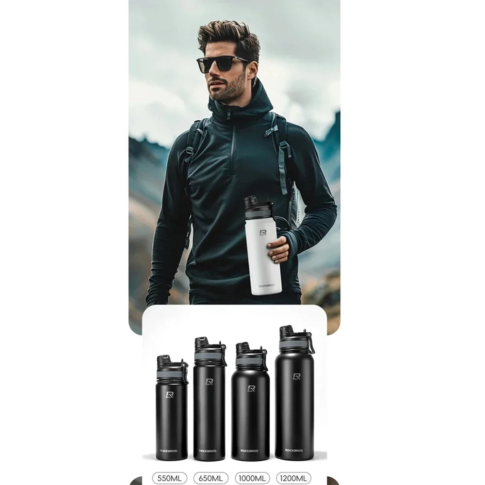 Gourde de Sport Isotherme ROCKBROS – Inox 304 / Haute Performance 24H Froid