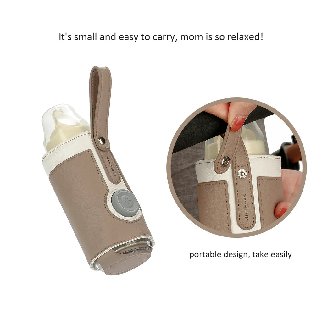 Chauffe-Biberon Nomade USB en Cuir PU – Température Réglable 3 Niveaux