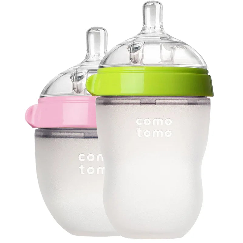 Biberons 2 Pack biberon sans BPA enfants biberon en silicone vert/rose 5 oz et 8 oz