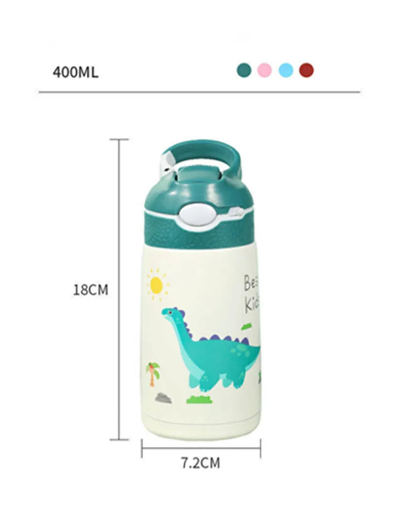 Gourde Isotherme Enfant en Inox 316 avec Paille et Poignée – Motif Canard / 400ml