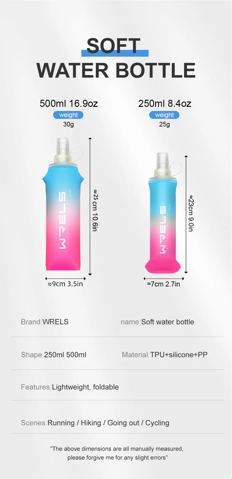 Gourde Souple Pliable en TPU (250ml / 500ml)